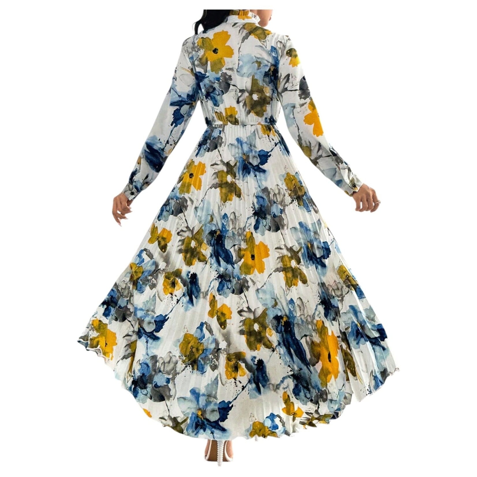 MISS KELLY MISS KELLY LONG SLEEVE PLEATED MAXI DRESS SD5479