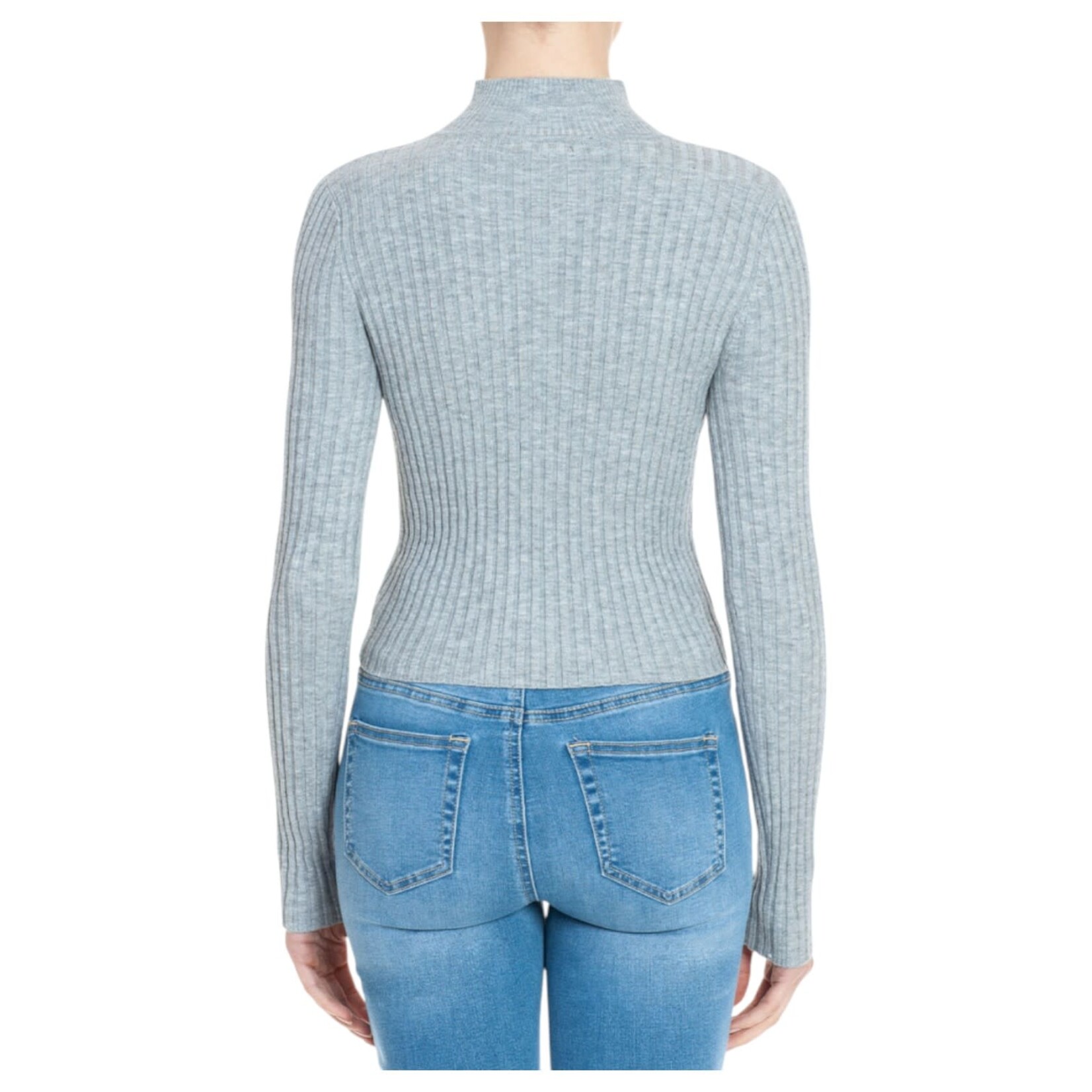 AMBIANCE APPAREL AMBIANCE RIBBED MOCK NECK HALF ZIP-UP SWEATER 75763