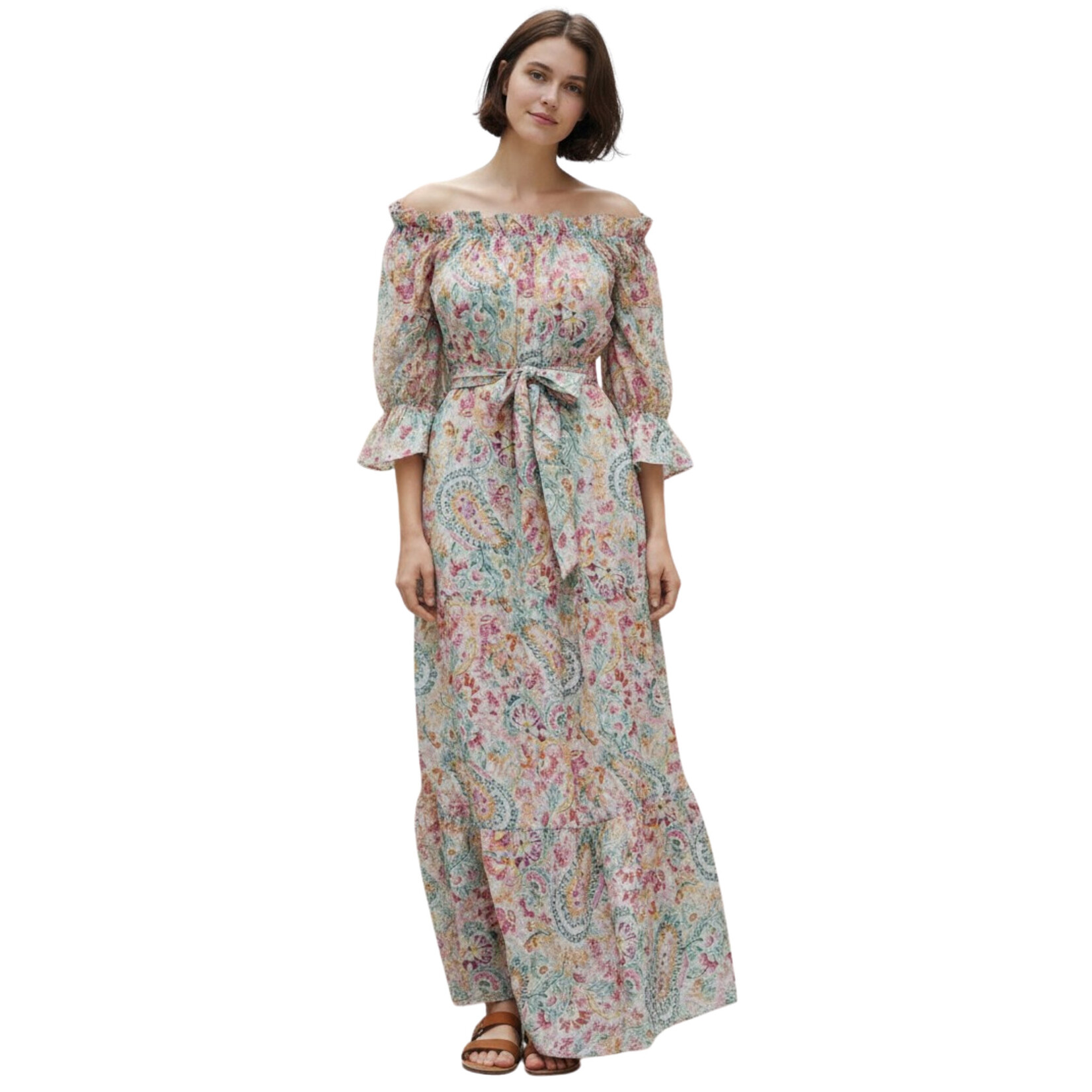 MISS KELLY MISS KELLY LONG SLEEVE OFF SHOULDER MAXI DRESS SD5741