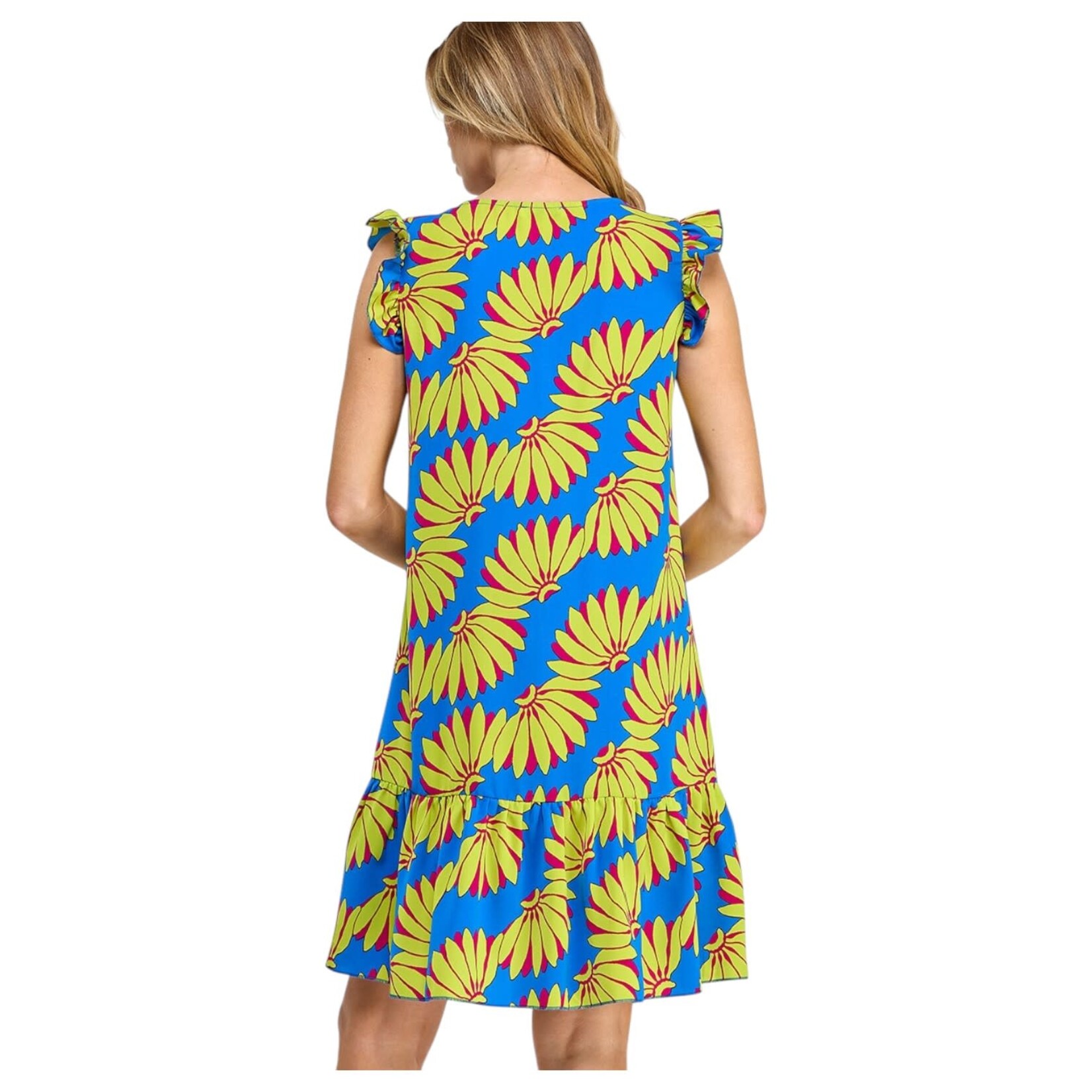 SOLUTION SOLUTION BANANA PRINT CAP SLEEVE DRESS S-26393