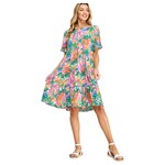SOLUTION SOLUTION TROPICAL SHORT SLEEVE MINI DRESS S-26154