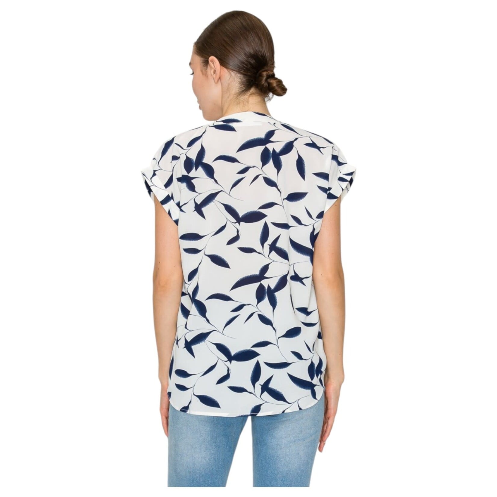 DNA DNA LEAF PRINT CAP SLEEVE TOP 6423T-21170