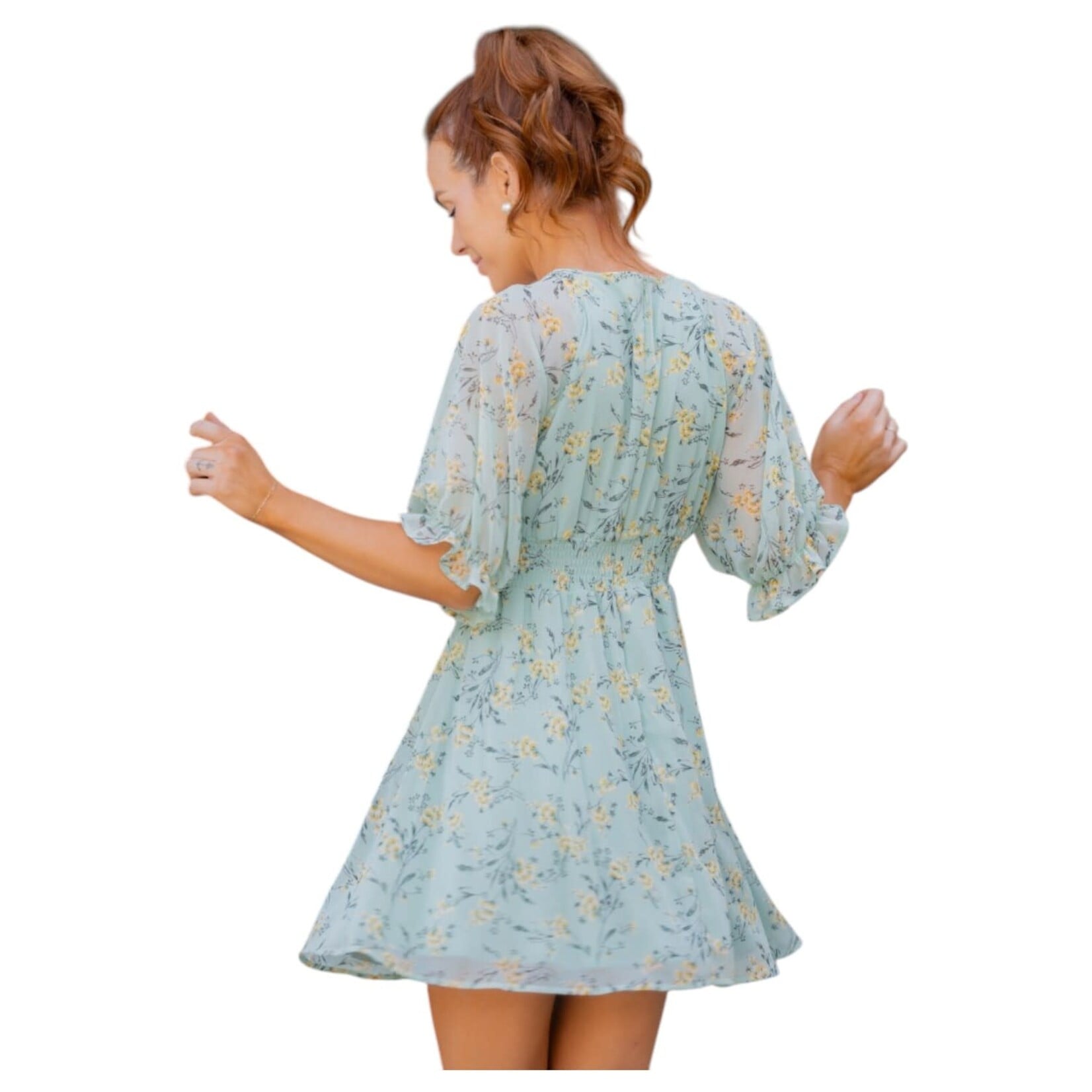 ROKOKO ROKOKO CHIFFON SHORT SLEEVE SHORT DRESS R603215