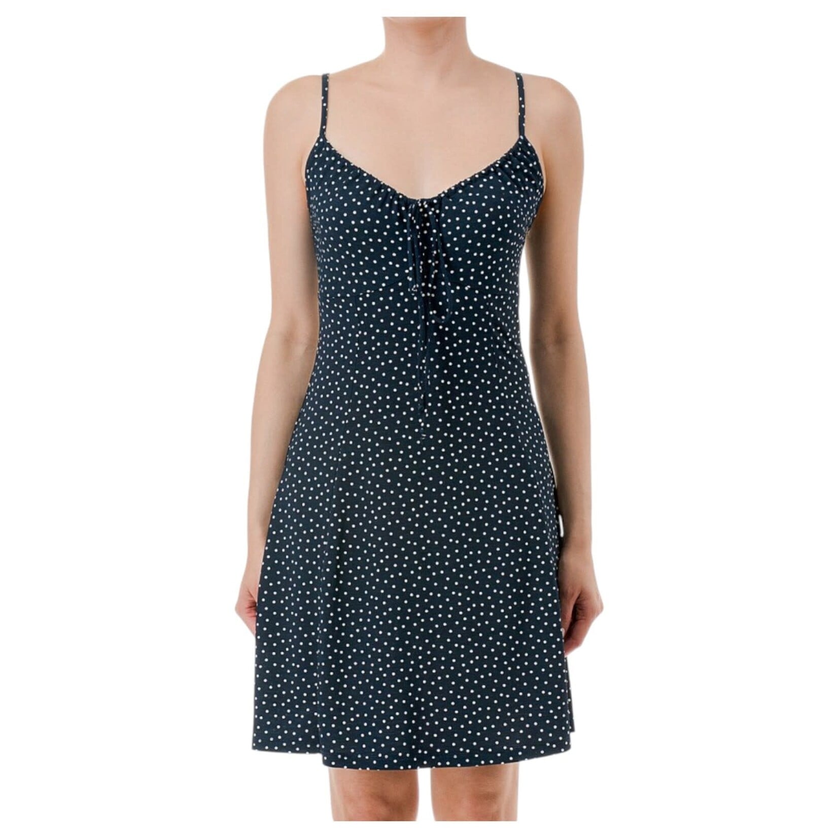 AMBIANCE APPAREL AMBIANCE POLKA DOT CAMI FRONT TIE MINI DRESS 77190-1