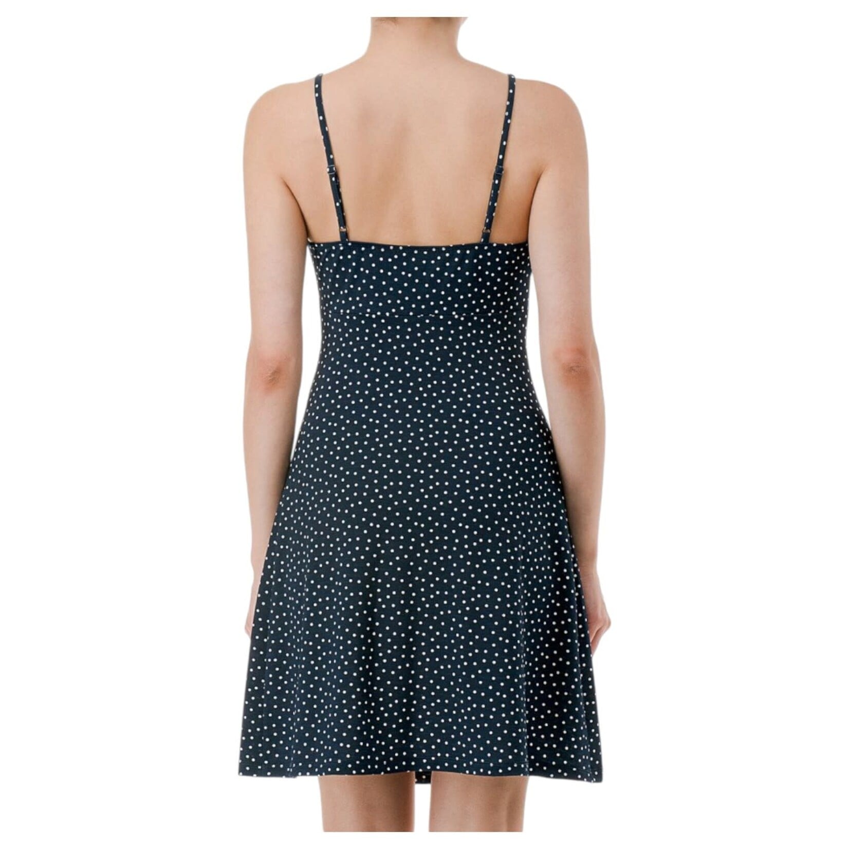 AMBIANCE APPAREL AMBIANCE POLKA DOT CAMI FRONT TIE MINI DRESS 77190-1
