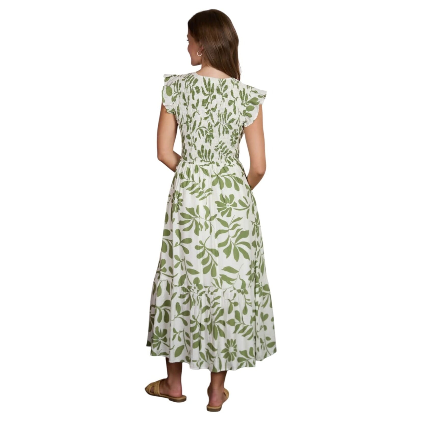 BLU PEPPER BLU PEPPER FLORAL LEAF PRINT MIDI DRESS CR2958A