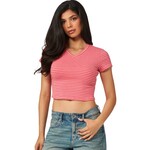 LOVE POEM LOVE POEM STRIPED V-NECK CROP TEE MIU-08