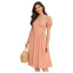 AVAILABLE AVAILABLE STRIPE BUTTON UP SHORT SLEEVE DRESS D10772W