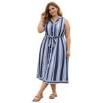 ANGELA PLUS ANGELA PLUS STRIPE BUTTON UP SLEEVELESS DRESS M10845WX