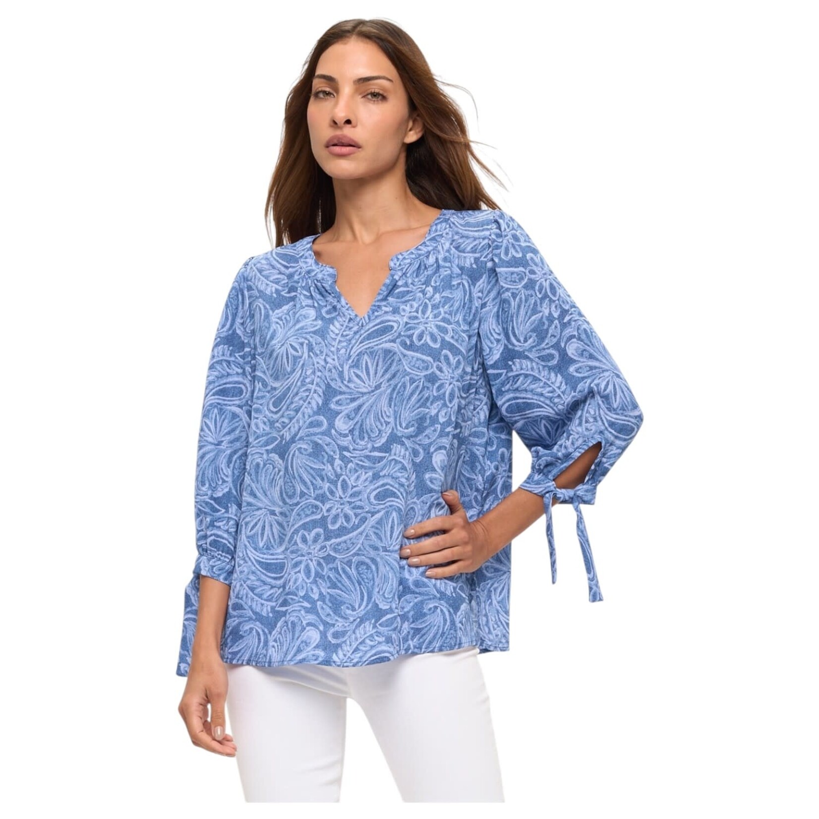 PERSEPTION PERSEPTION 3/4 TIE SLEEVE TOP TP-MS-2014