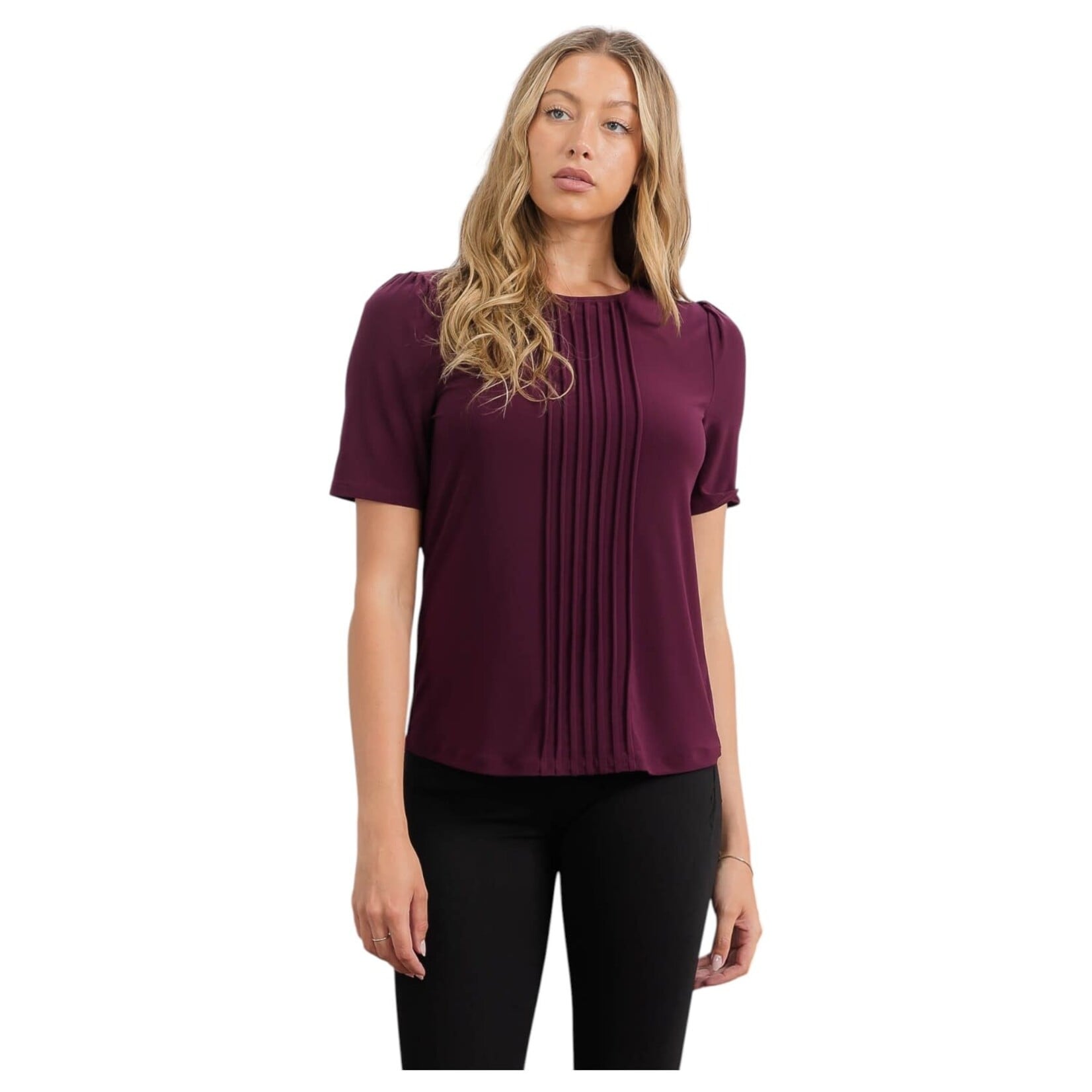 PERSEPTION PERSEPTION SHORT SLEEVE PINTUCK PUFF TOP TP-MS-1810