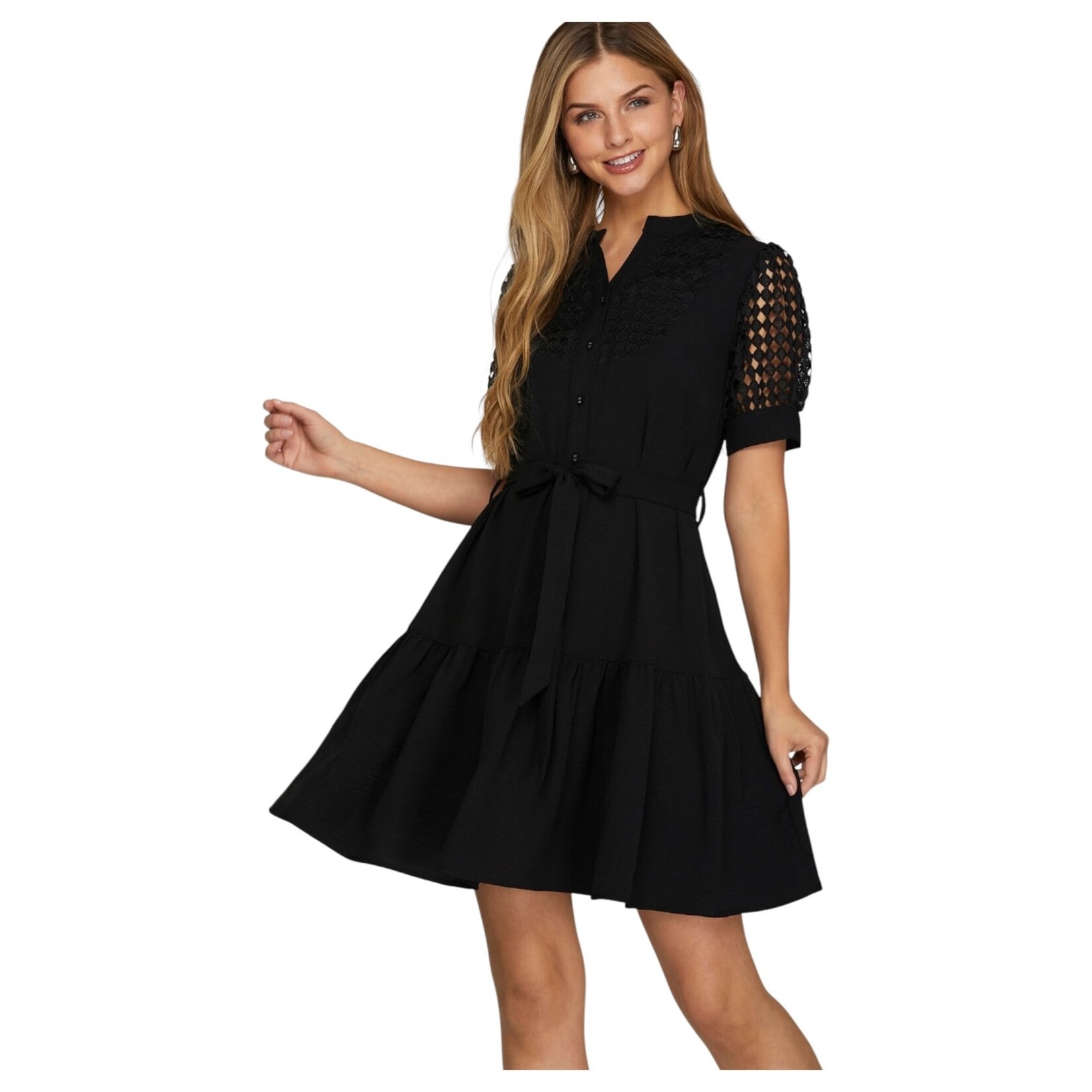 SHE & SKY SHE & SKY SHORT SLEEVE KNEE LENGTH DRESS SY8551