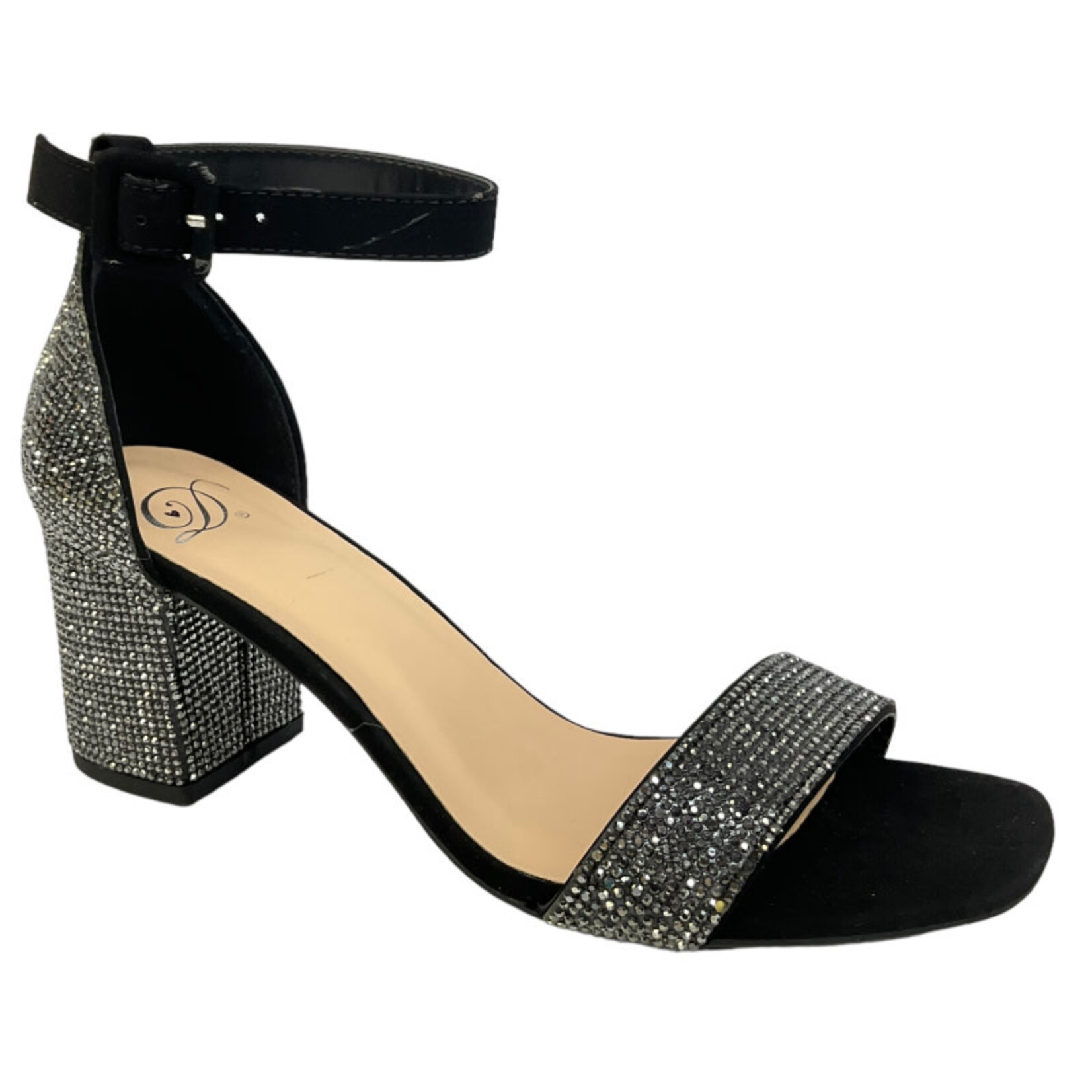 DELICIOUS DELICIOUS RHINESTONE ANKLE STRAP BLOCK HEEL CRETE