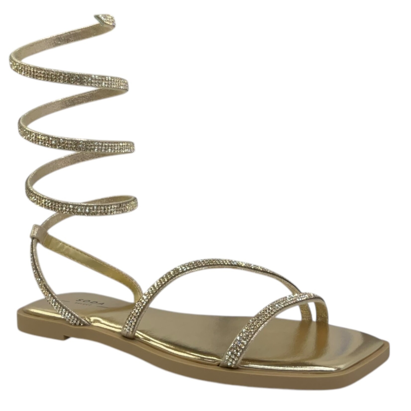 SODA SODA RHINESTONE SPIRAL WRAP SANDAL JUDIE