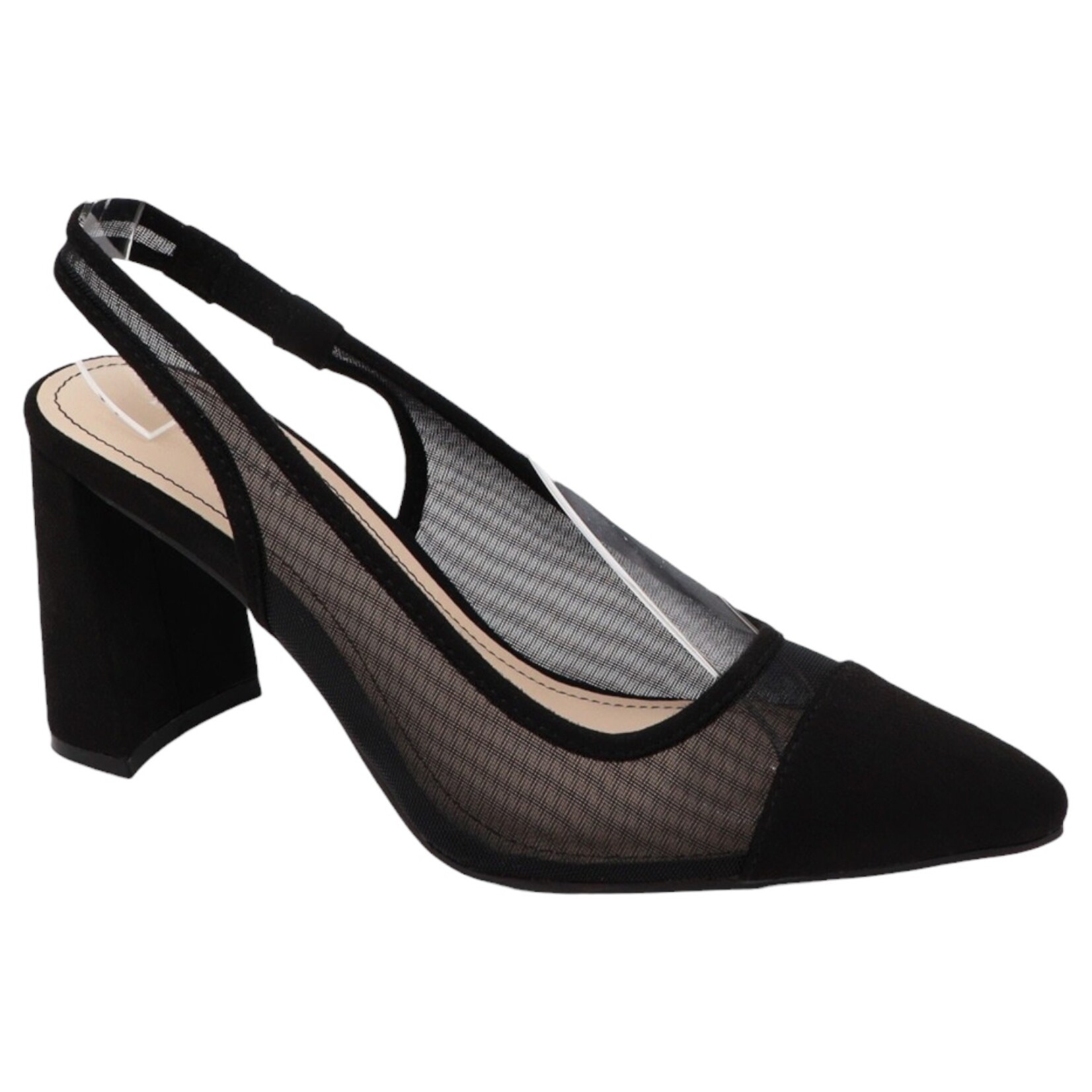 BAMBOO BAMBOO POINTY TOE MESH BLOCK HEEL EVERCLEAR-34
