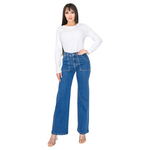 ENCORE JEANS ENCORE HIGH RISE PATCH POCKET WIDE LEG JEAN V2469M