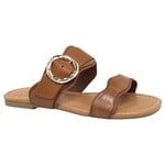 SODA SODA DOUBLE STRAP SLIDES WITH GOLD BUCKEL SHEENA
