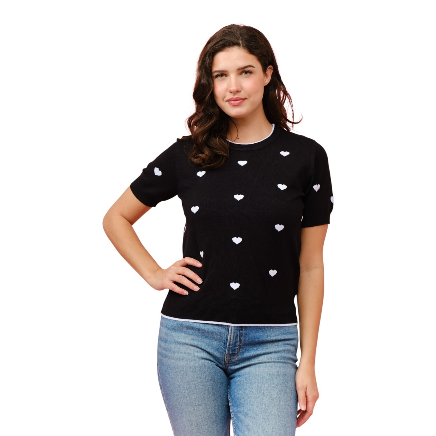 CIELO CIELO HEART SHORT SLEEVE SWEATER SW935