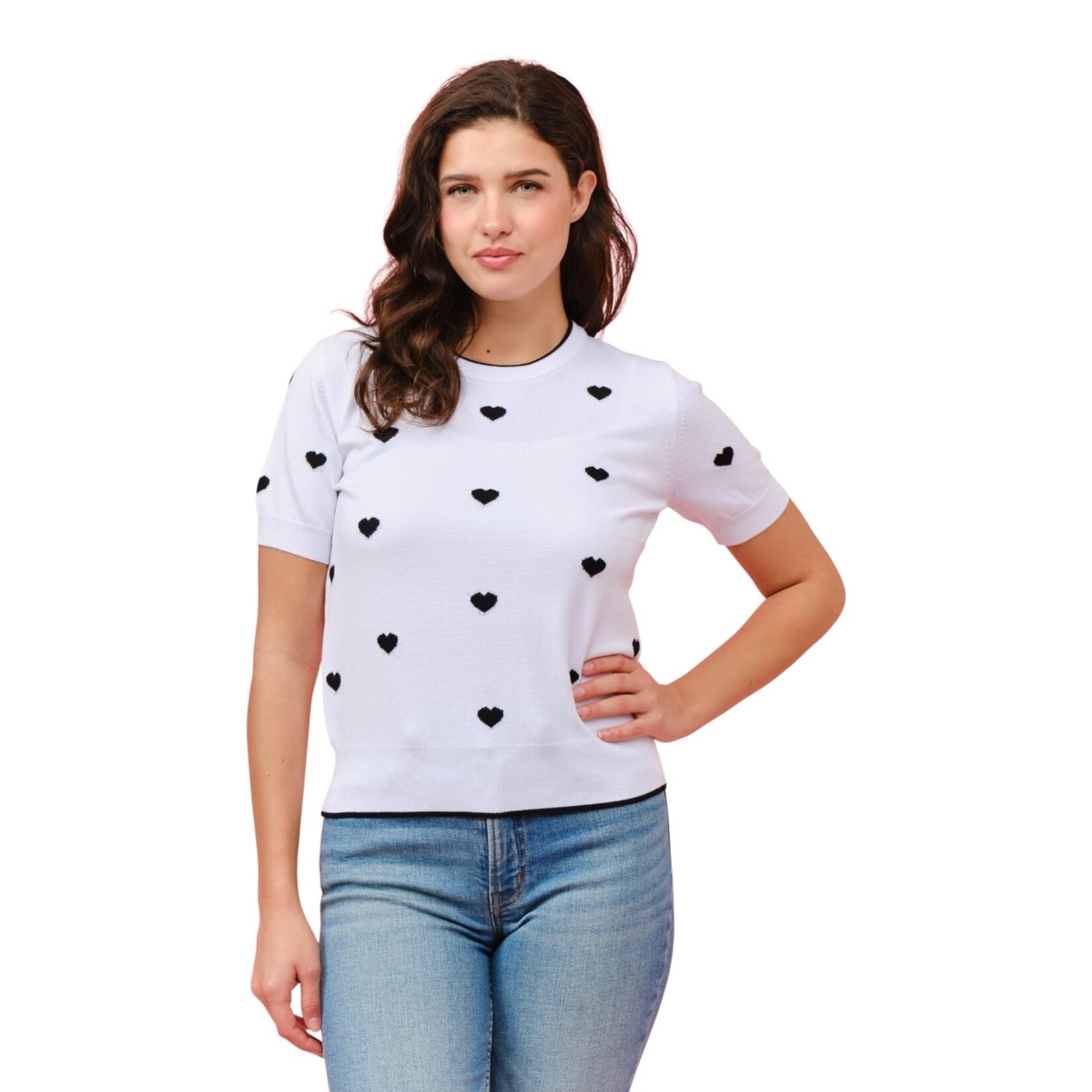 CIELO CIELO HEART SHORT SLEEVE SWEATER SW935