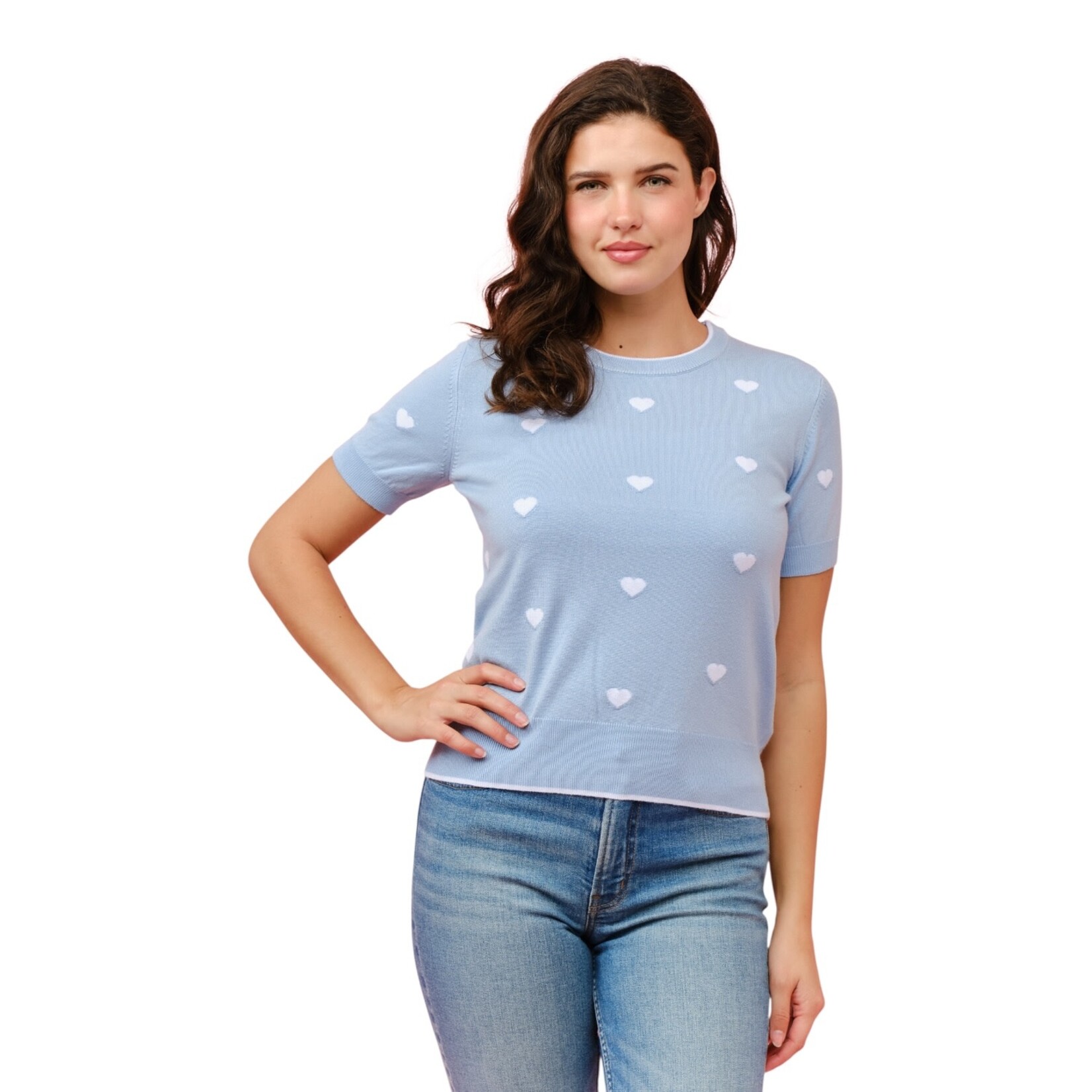 CIELO CIELO HEART SHORT SLEEVE SWEATER SW935