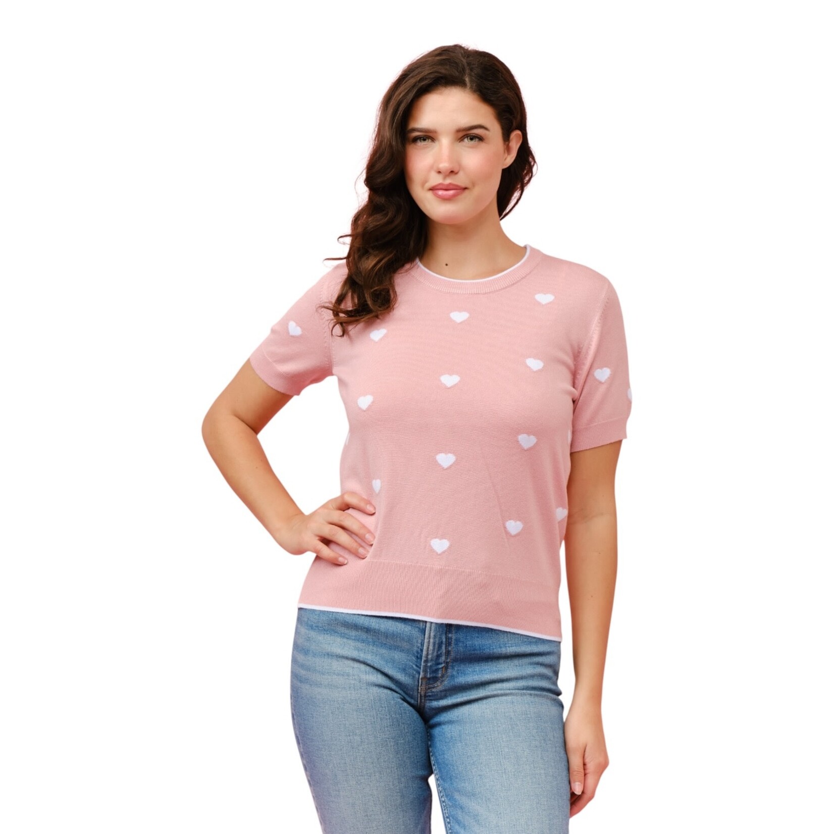 CIELO CIELO HEART SHORT SLEEVE SWEATER SW935