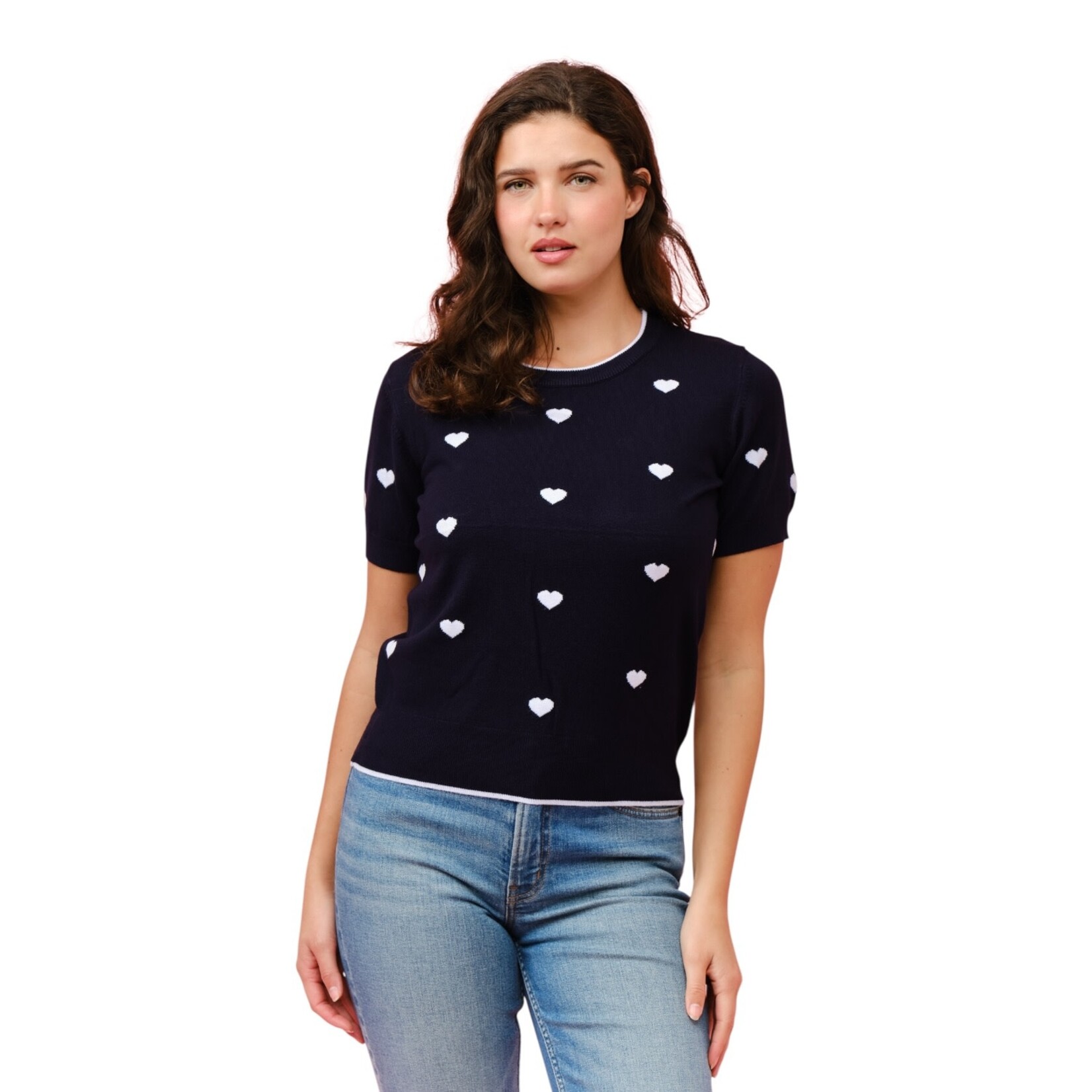 CIELO CIELO HEART SHORT SLEEVE SWEATER SW935