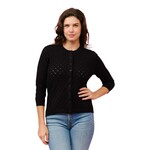 CIELO CIELO BUTTON UP POINTELLE 3/4 SLEEVE CARDIGAN SW232
