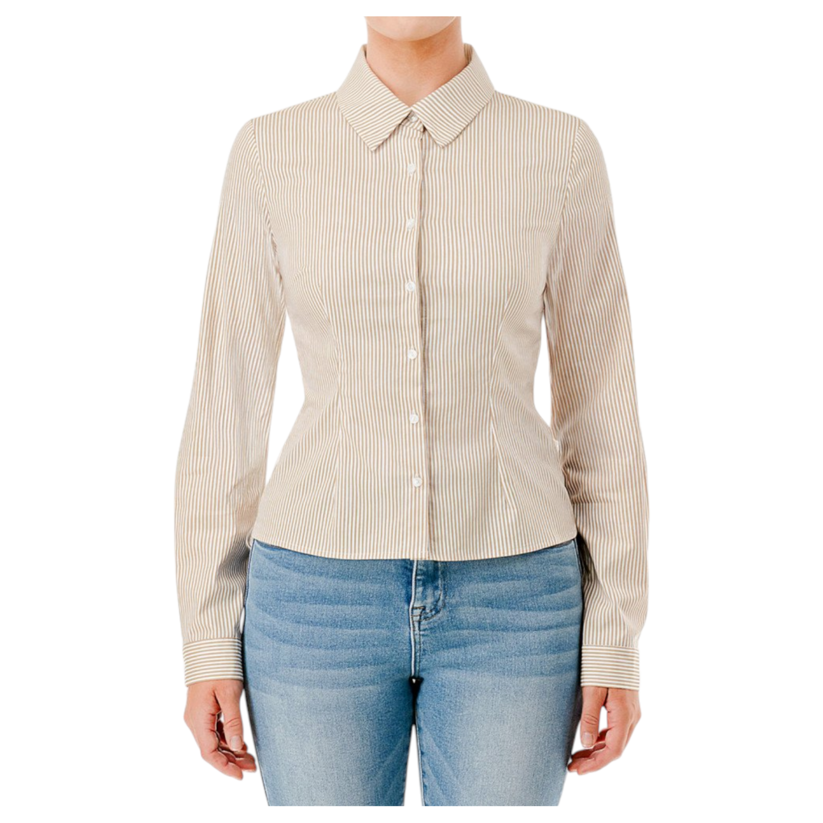 AMBIANCE APPAREL AMBIANCE STRIPE BUTTON UP LONG SLEEVE SHIRT 76855-1