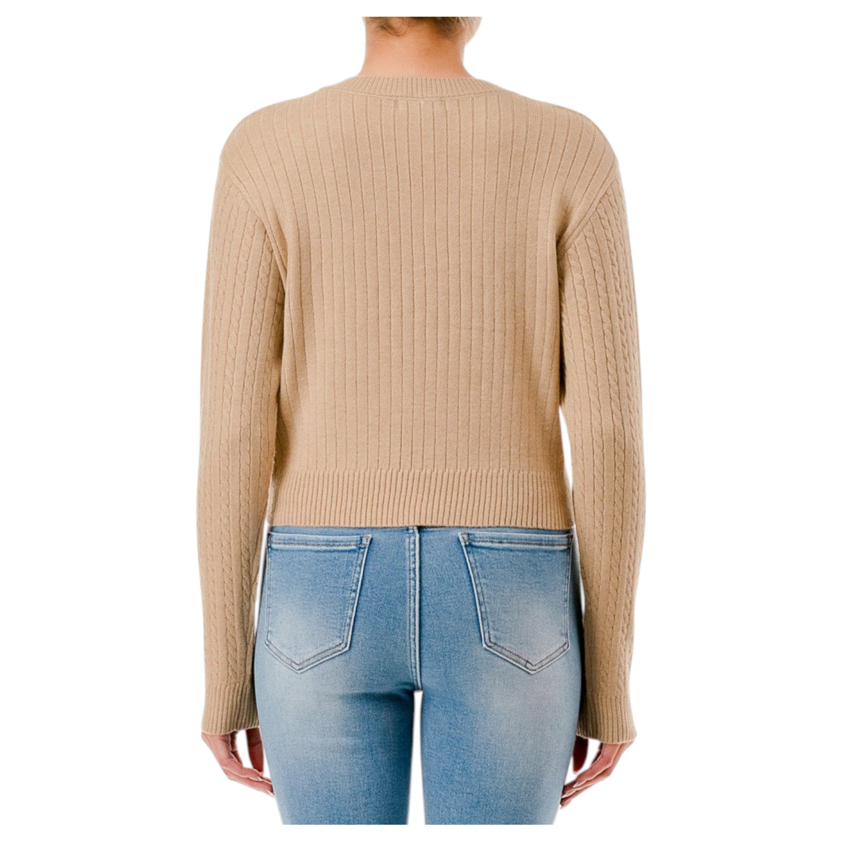 AMBIANCE APPAREL AMBIANCE CABLE KNIT L/S CROP SWEATER 76462