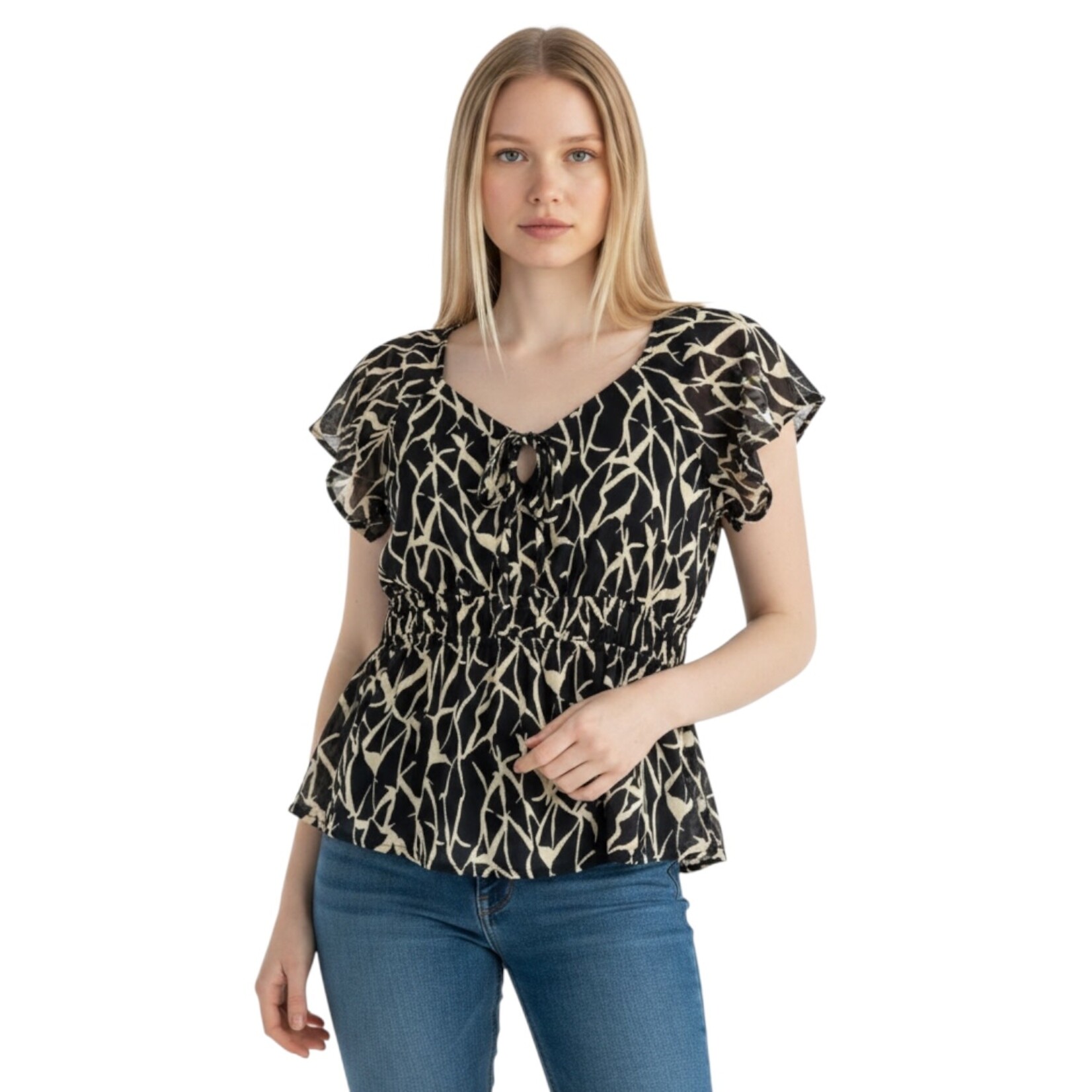 PAPERMOON PAPERMOON RUFFLE SHORT SLEEVE PEPLUM TOP BE13822F1