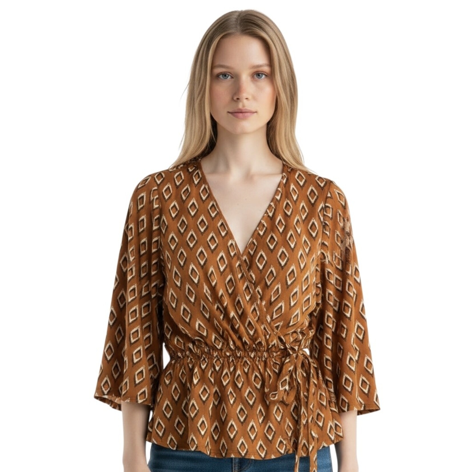 PAPERMOON PAPERMOON  SIDE TIE 3/4 SLEEVE TOP BE10534F12