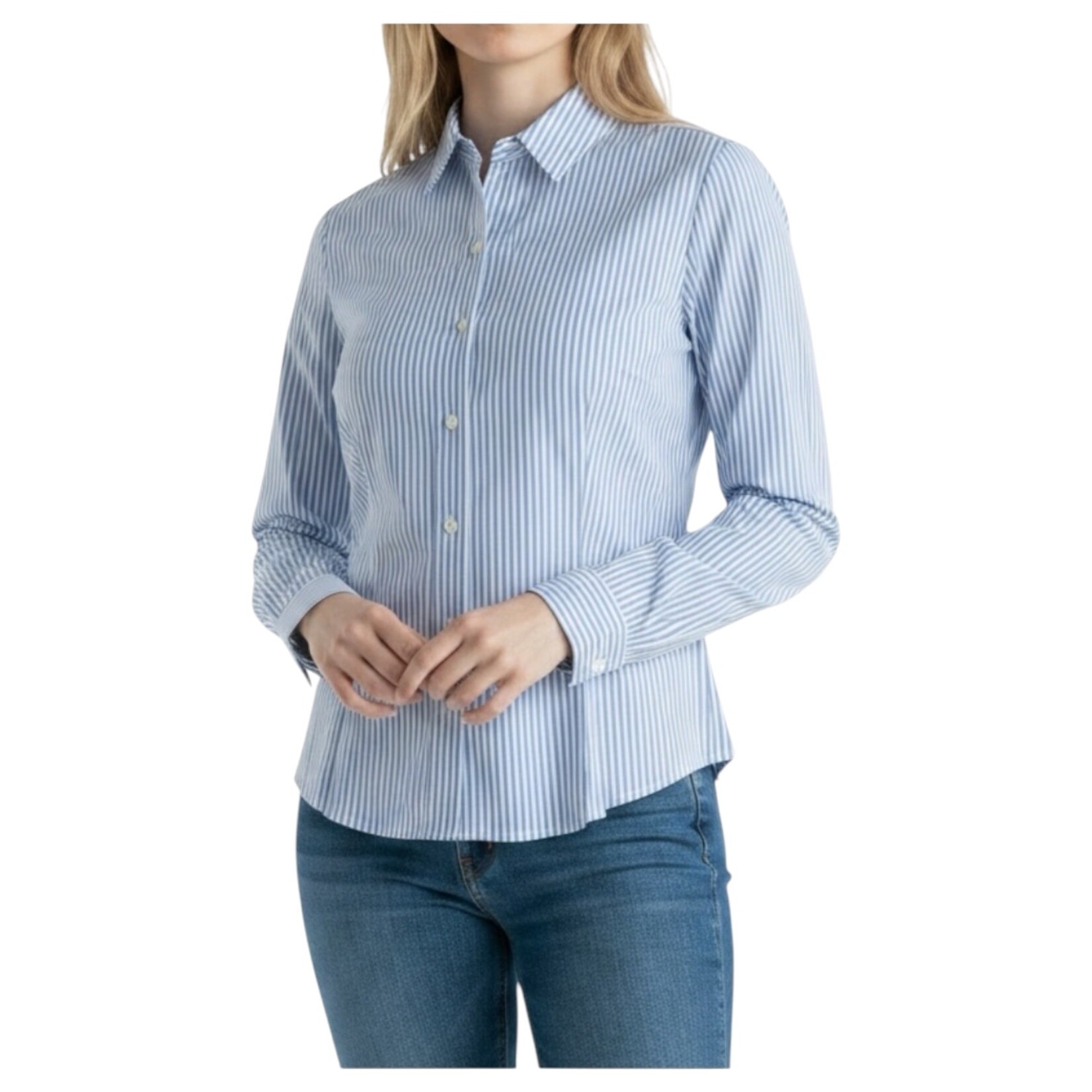 AMBIANCE APPAREL AMBIANCE STRIPE BUTTON UP LONG SLEEVE SHIRT 76855-1