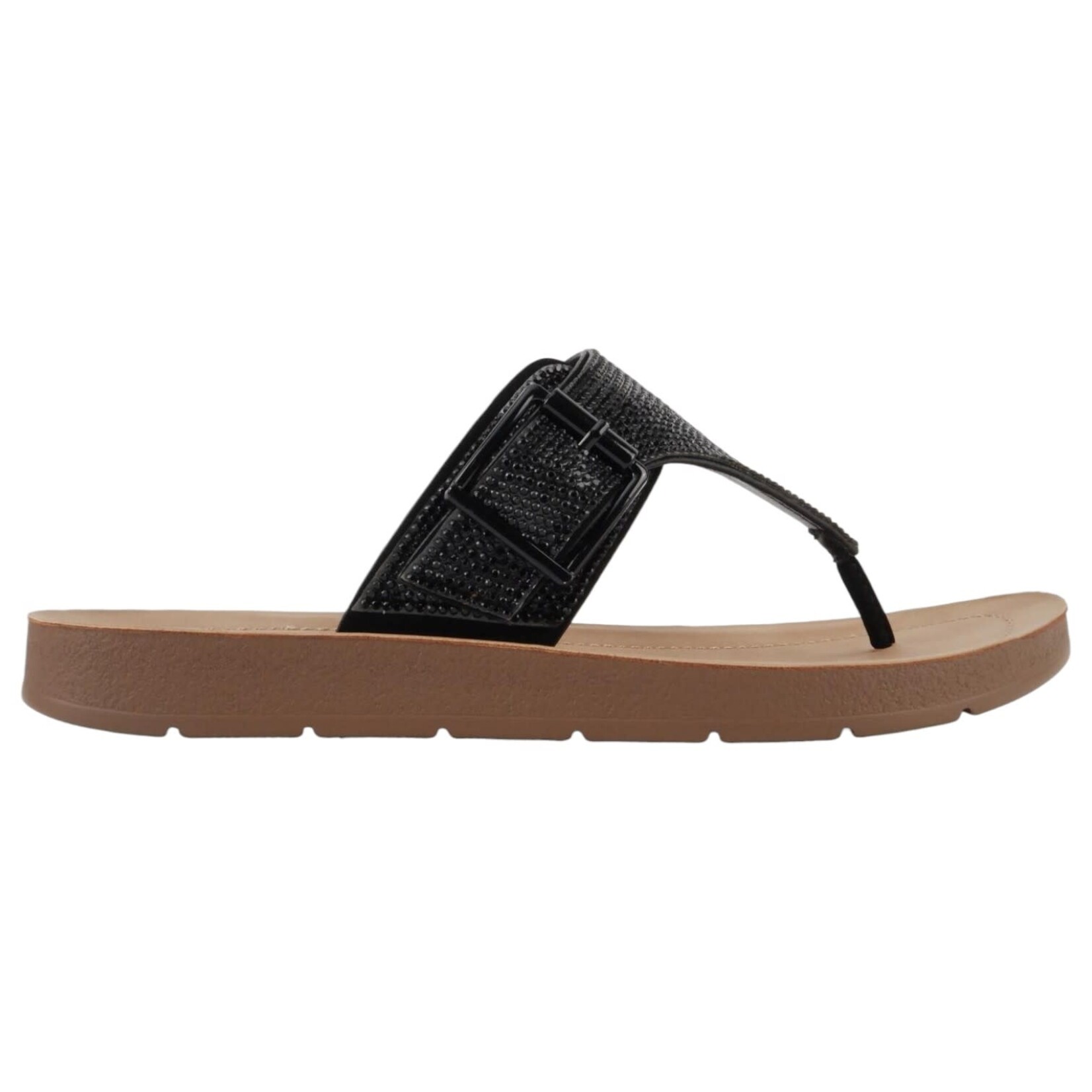 SODA SODA RHINESTONE WIDE BAND THONG SLIPPER HARI
