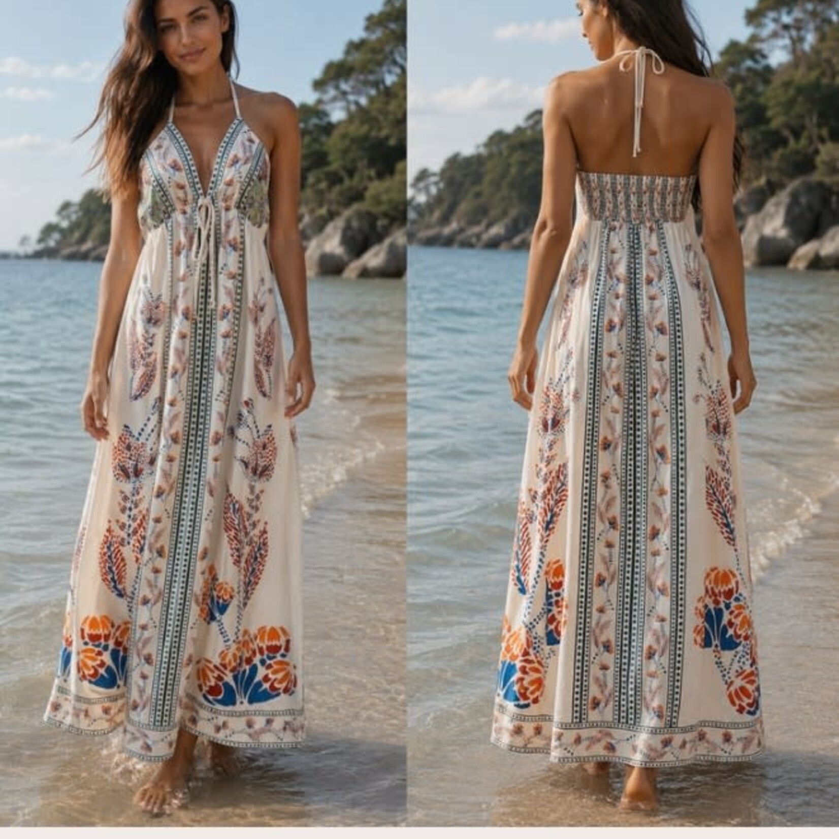 MISS KELLY MISS KELLY HALTER TIE MAXI DRESS SD5703