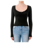 AMBIANCE APPAREL AMBIANCE LACE TRIM LONG SLEEVE TOP 76716