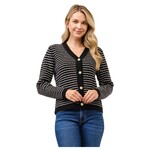 CIELO CIELO WOVEN STRIPE BUTTON UP CARDIGAN SW93