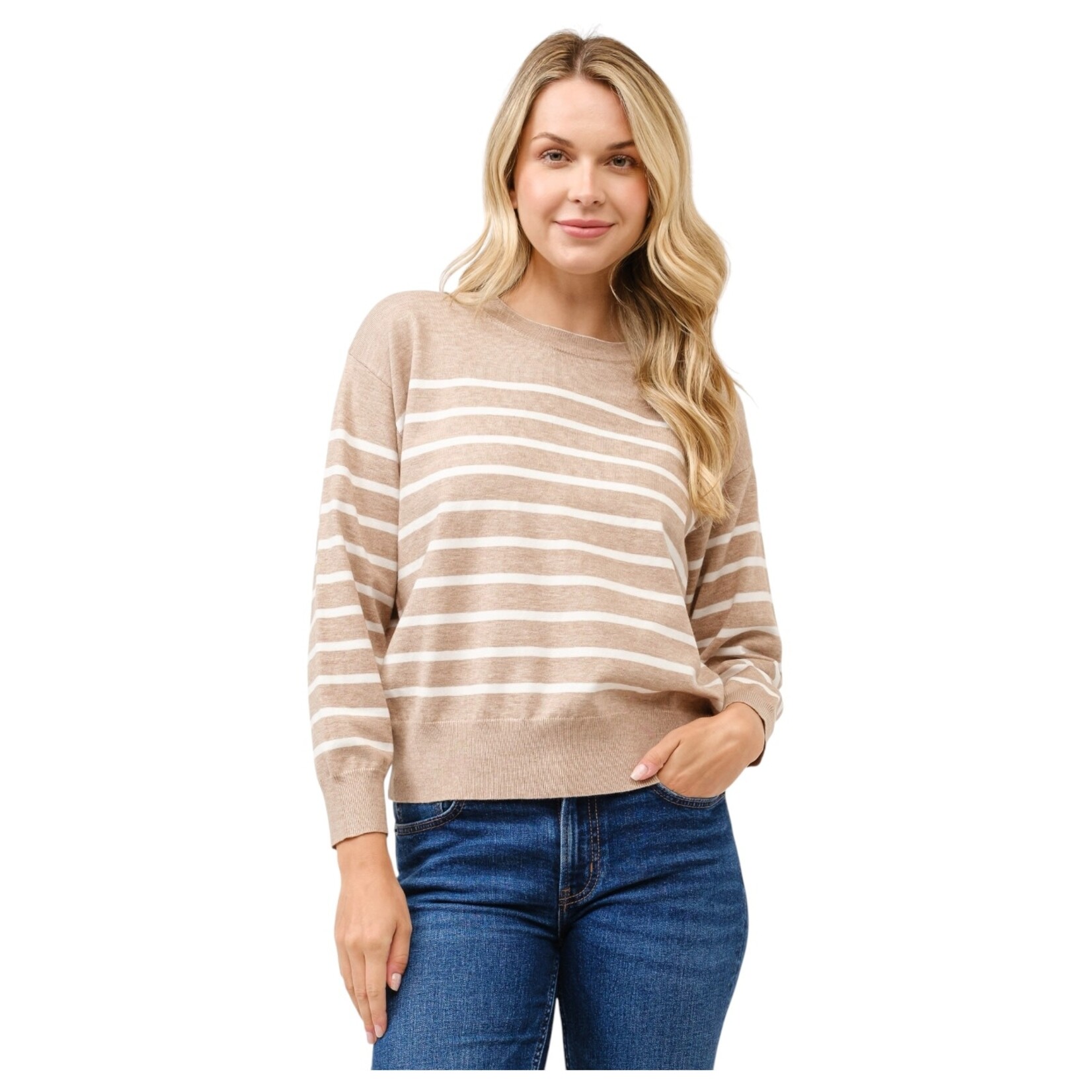 CIELO CIELO STRIPE LONG SLEEVE PULLOVER SWEATER SW95