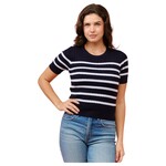 CIELO CIELO STRIPE TWISTED CABLE SHORT SLEEVE SWEATER SW413