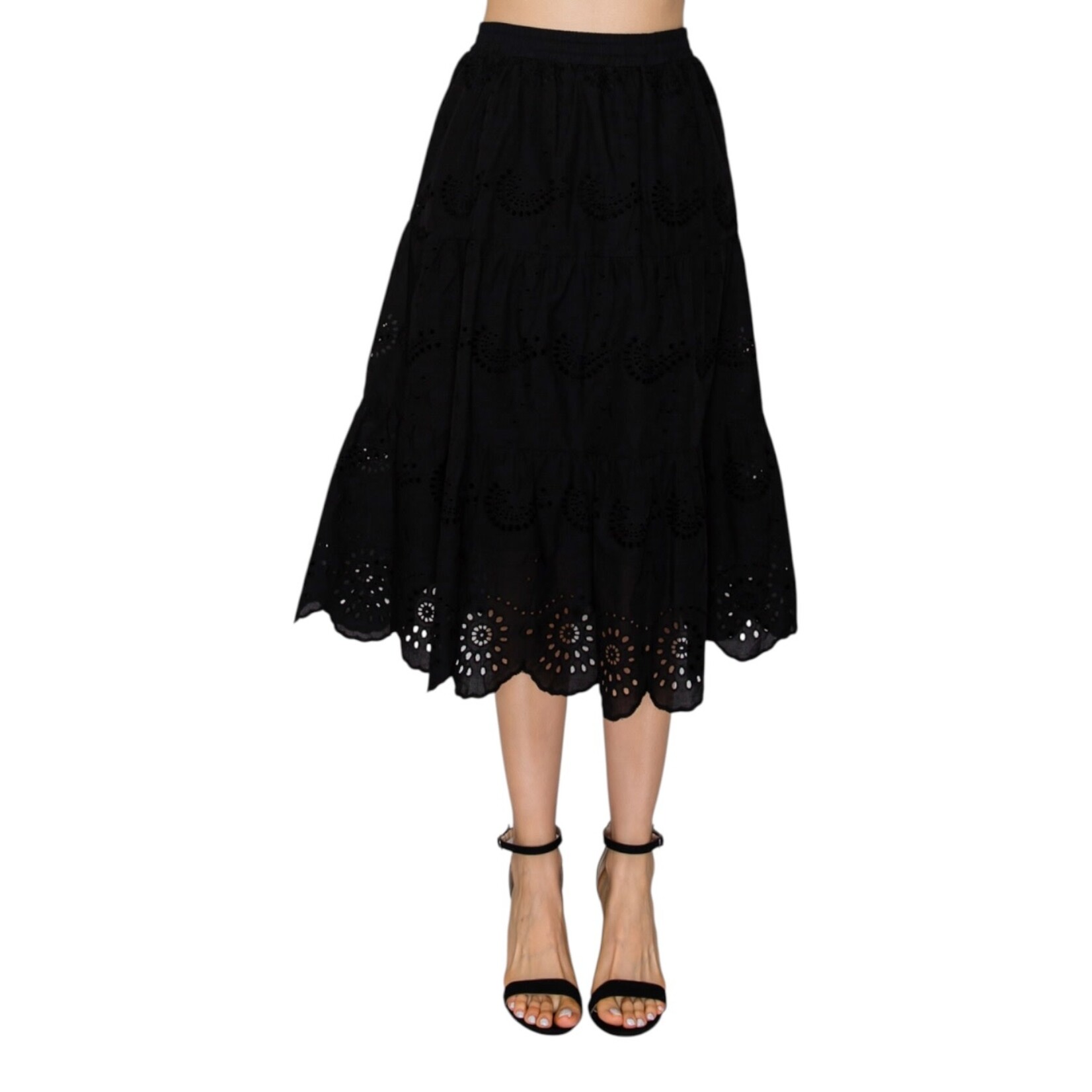 IRIS IRIS LACE EMBROIDERY EYELET ELASTIC SKIRT HMS41068