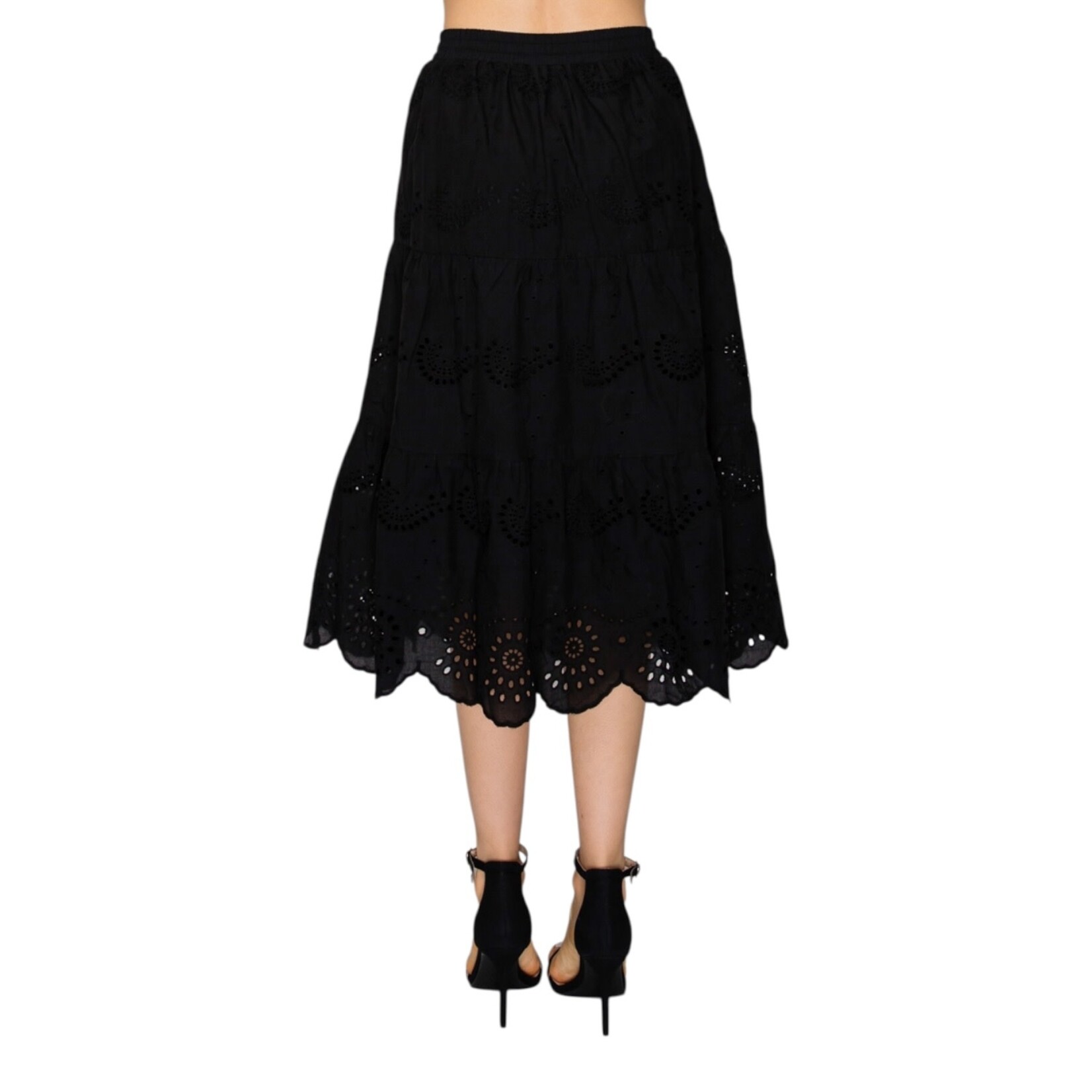 IRIS IRIS LACE EMBROIDERY EYELET ELASTIC SKIRT HMS41068