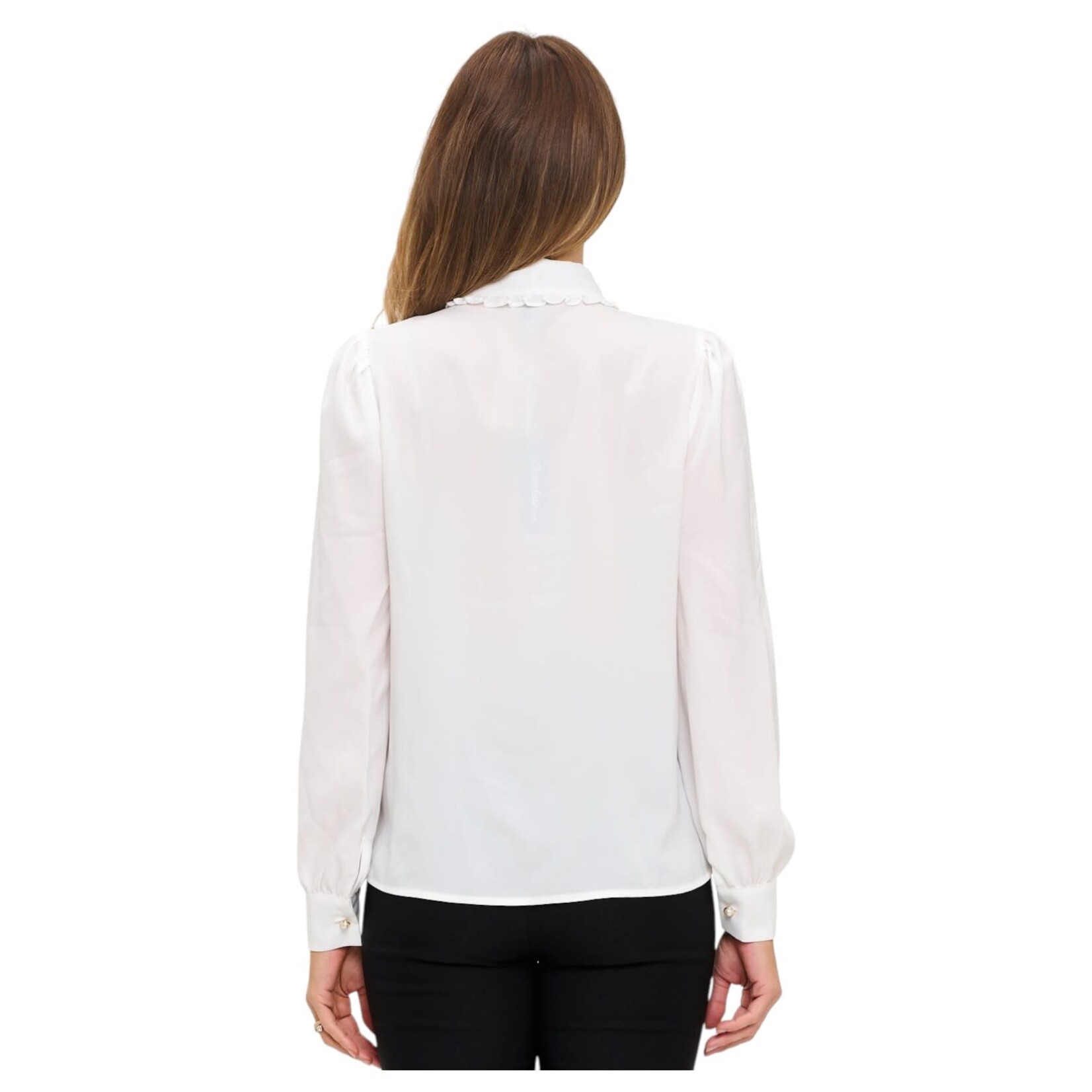CHOCOLATE CHOCOLATE CONTRAST TIE NECK LONG SLEEVE TOP MT4814