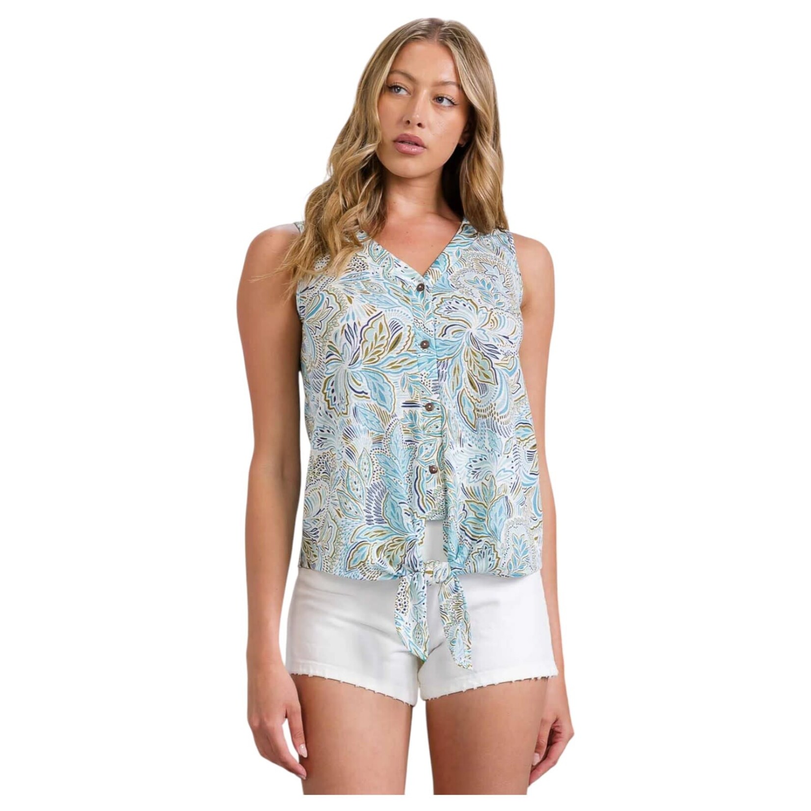 PERSEPTION PERSEPTION SLEEVELESS BUTTON UP TOP TP-MS-1327