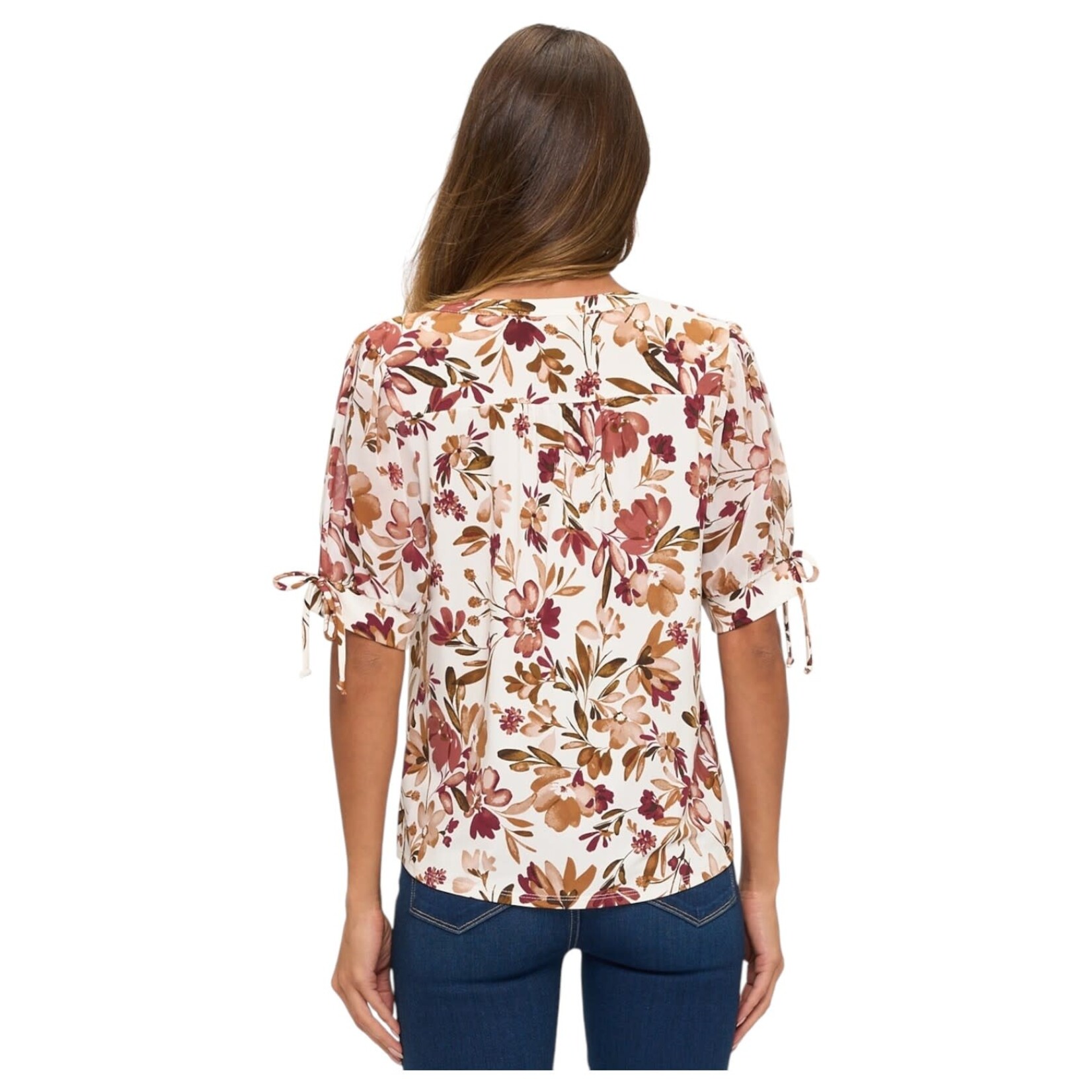 PERSEPTION PERSEPTION RUFFLE BUTTON UP SHORT SLEEVE TOP TP-MS-2081