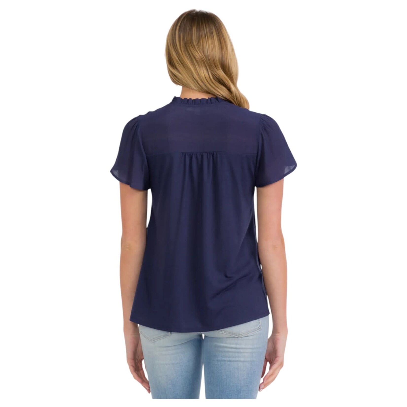 PERSEPTION PERSEPTION TASSEL TIE SHORT SLEEVE TOP TP-MS-2029