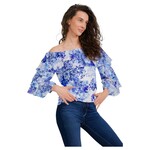 PERSEPTION PERSEPTION FLORAL PRINT RUFFLE 3/4 SLEEVE TOP TP-MS-1226