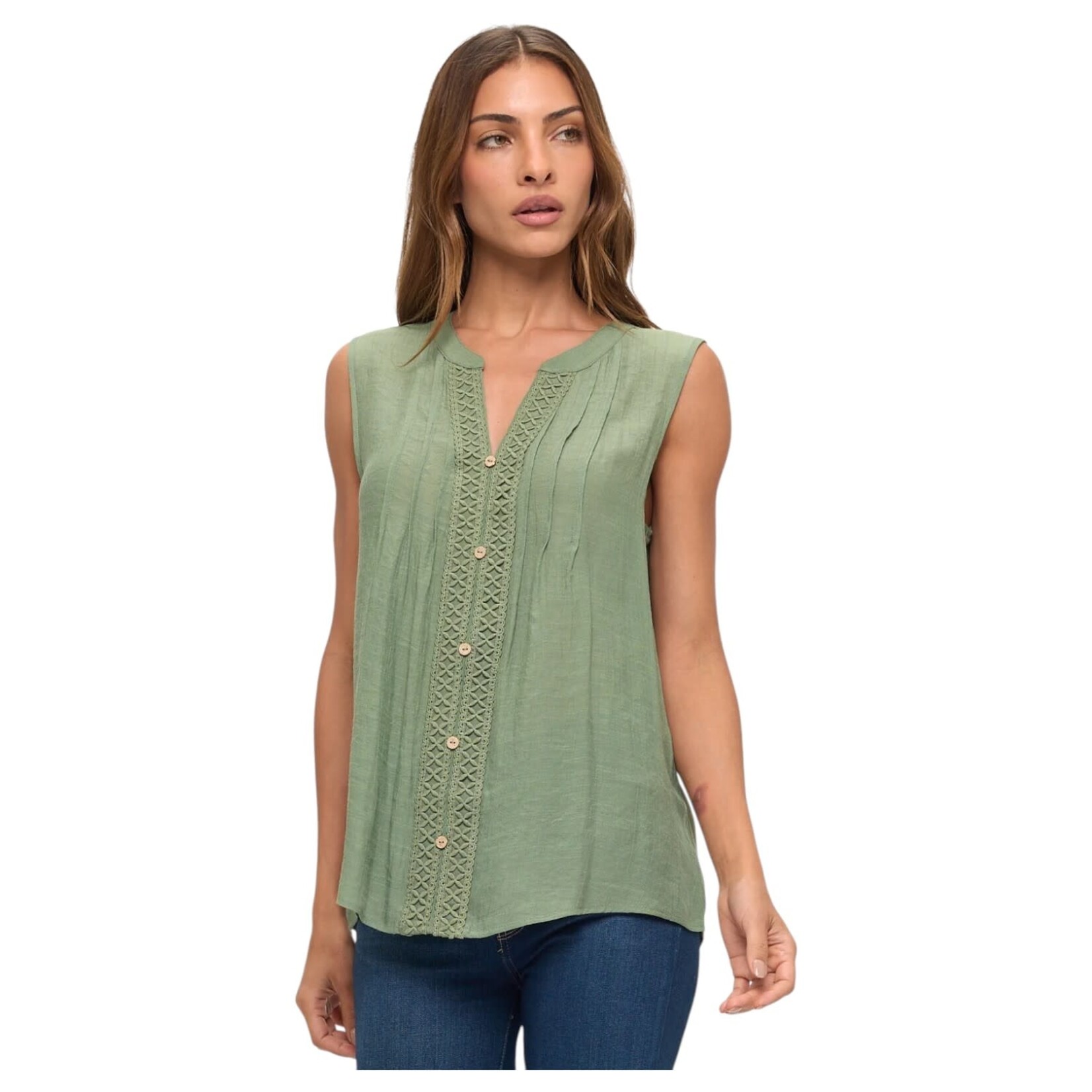PERSEPTION PERSEPTION CENTER CROCHET PINTUCK SHIRT TP-MS-2038