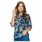 DNA DNA FLORAL 3/4 ROLL TAB SLEEVE TOP 8354T-17063