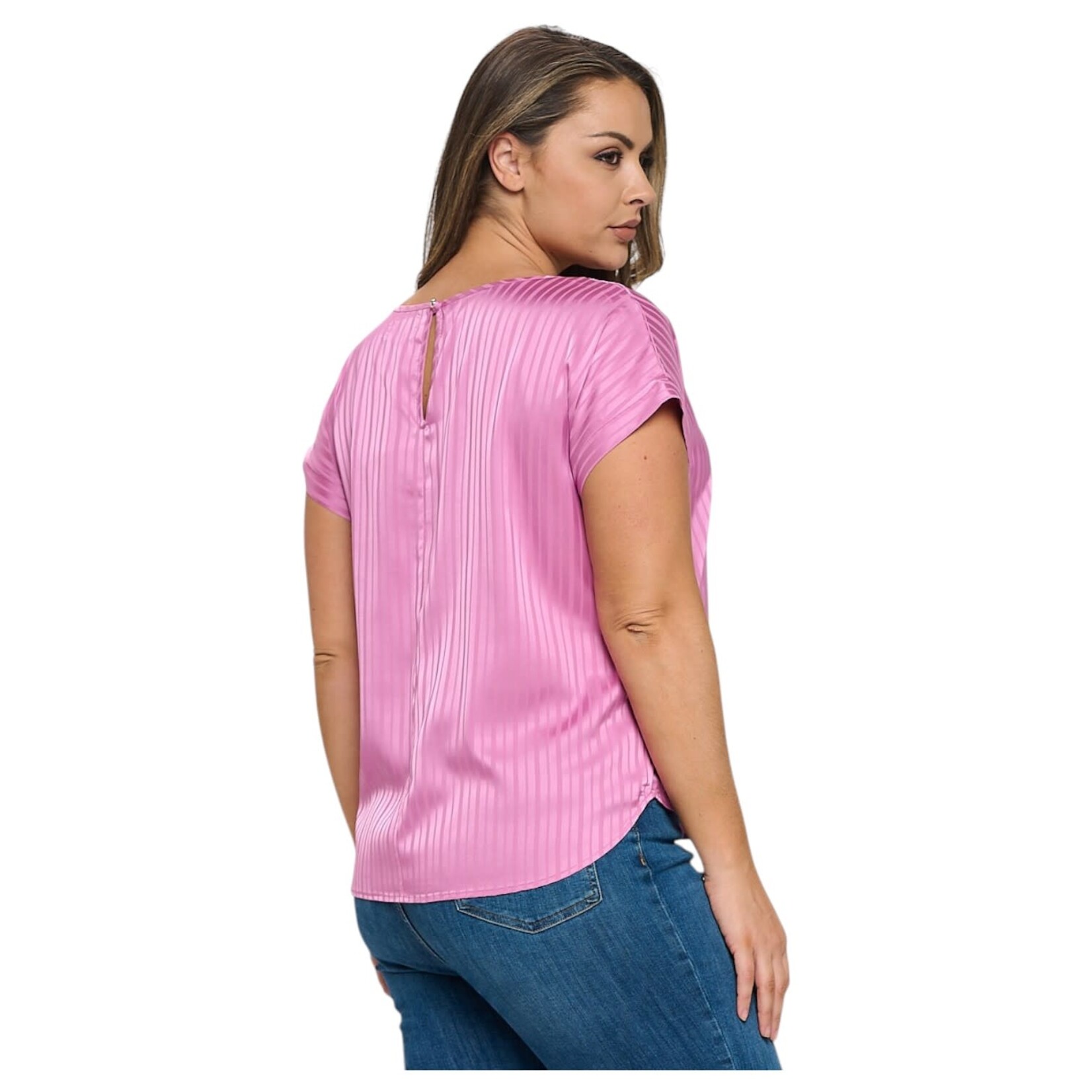DNA DNA PLUS SATIN STRIPE SHORT SLEEVE TOP 2494XT-23066