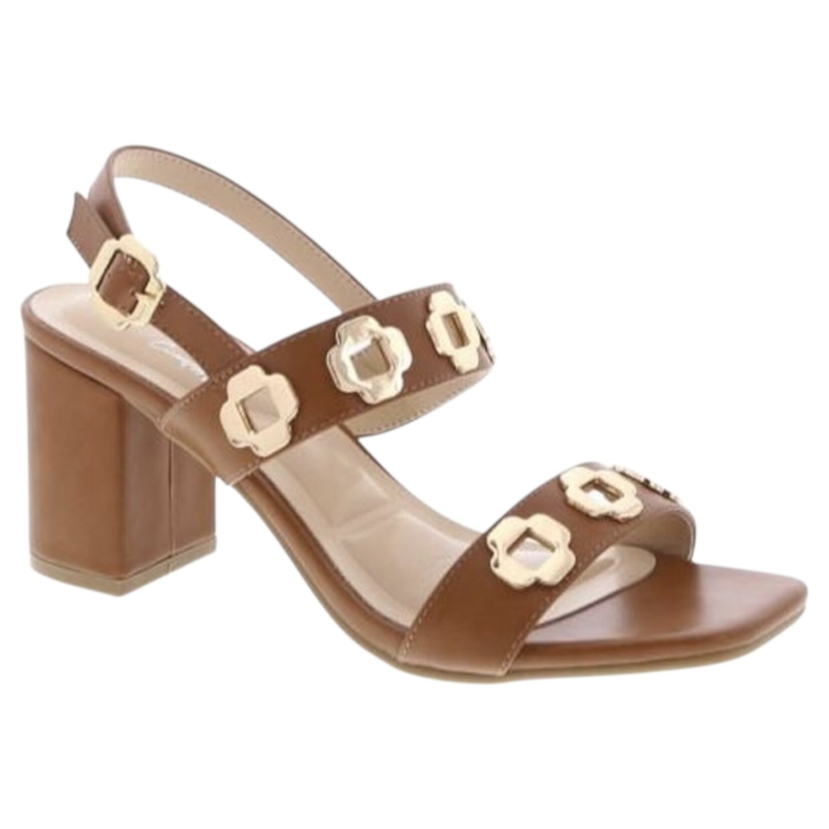 TOP MODA TOP MODA GOLD STUD DOUBLE BAND BLOCK HEEL MALIA-8