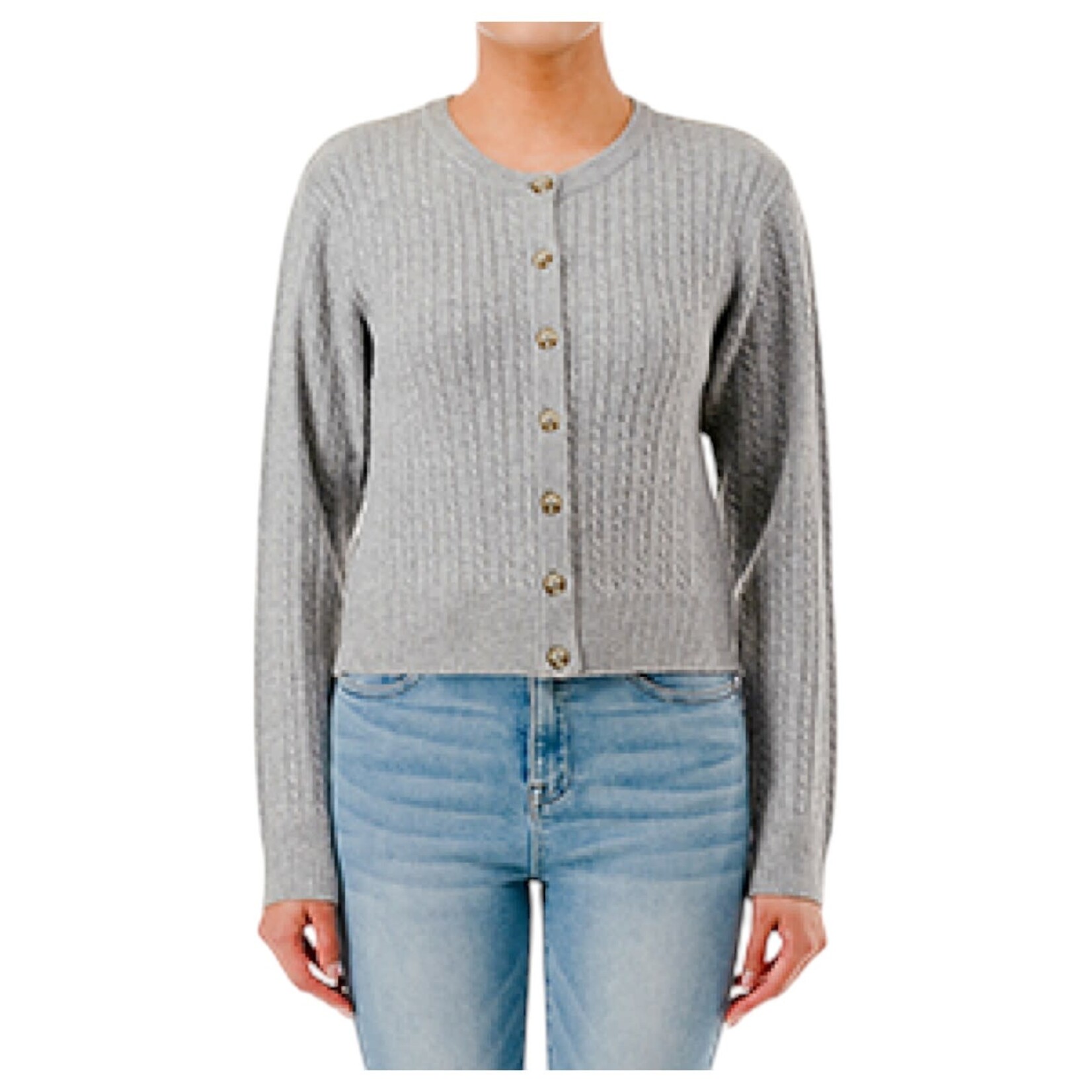 AMBIANCE APPAREL AMBIANCE CABLE KNIT BUTTON UP SWEATER 76463
